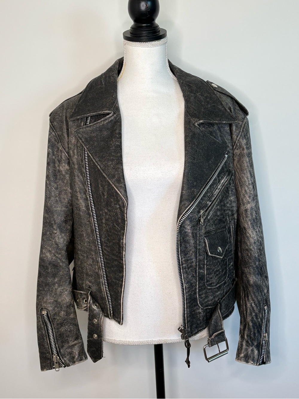 Vintage Calvin Klein Sport Distressed Moto Jacket 90s Grunge Archive Rare L